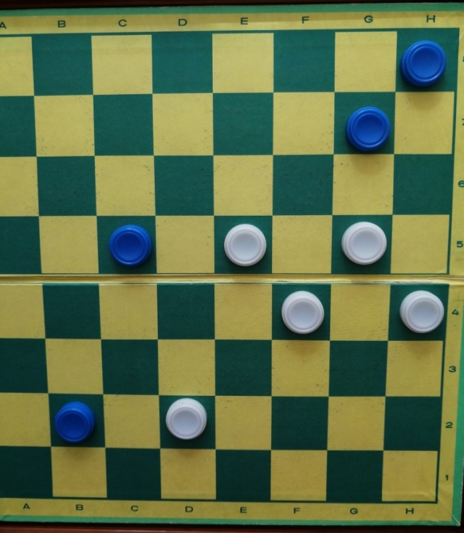 Pradedantiems galvočiams siūlau išspręsti prieš kelis dešimtmečius savo sukurtą miniminiatiūrą. Baltosios: d2, e5, f4, g5, h4. Juodosios: b2, c5, g7, h8. Baltosios pradeda ir laimi.