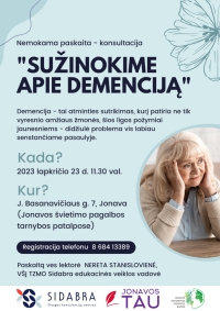 Paskaita – konsultacija „Sužinokime apie demenciją“