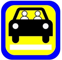 Keleivių vežimo už atlygį lengvaisiais automobiliais pagal užsakymą ženklo pavyzdys.