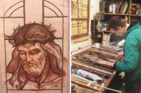 Piešiniai, projektai, vitražai, jų nuotraukos – dedikuota  gimtajam miestui Jonavai